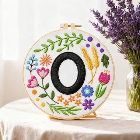 BEUNITONE 4 Set Embroidery Kit for Beginners, DIY Home Theme Pre-Stamped Pattern Needlepoint Kits for Adults with Hoop and Instruction, Funny Hand Embroidery Patterns for Cloth and Home Decor BEUNITONE