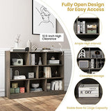 Tangkula Modern 8-Cube Bookcase in French Oak Grey - Versatile 3-Tier Open Storage Shelf Tangkula