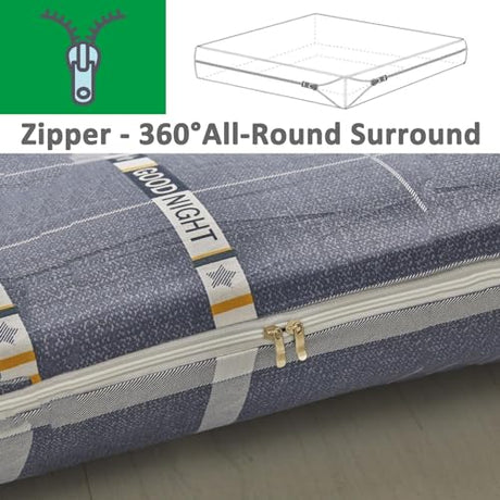 OneGrifN Cover for Traditional Japanese Floor Futon Mattres 100% Cotton Cover for Traditional Shikibuton Futon Mattress,Soft Washable Protective Cover Dust Cover with Zipper,(Flower,Queen(150x200cm)) OneGrifN