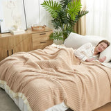 Snuggle Sac Luxury King Size Blanket for Bed, Cozy Soft Fuzzy Microfiber Knit Stripe Bedding Blankets, Beige, 108x90 inches Snuggle Sac