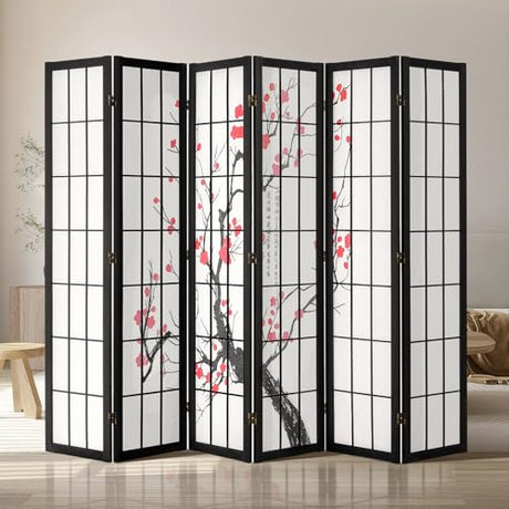 VEVOR Room Divider, 6 Panel Japanese Room Divider Screen, Wood Folding Privacy Screen Indoor, Japanese Partition Portable Decoration Dividers, for Room Separation Home Office Restaurant & Bedroom VEVOR