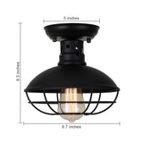 Farmhouse Flush Mount Ceiling Light - Easric Industrial Ceiling Light Fixture Rustic Black Metal Cage Close to Ceiling Lamp E26 Base for Hallway Foyer Kitchen Porch FRIDEKO HOME
