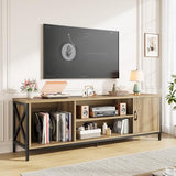 Vividwood Farmhouse TV Stand for 65 70 75 Inch TVs, 63" Entertainment Center with 3-Tier Storage Shelves and Cabinet for Living Room and Bedroom Vividwood