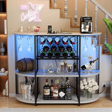 VICTONE Wine Bar Cabinet with LED Lights and Power Outlets, Freestanding Coffee Liquor Bar Cabinet with Glass Holder, Wine Rack Table for Home Kitchen Dining Room (White) VICTONE