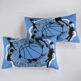 QOOMO Basketball Comforter Set for Kids Teens Boys,Blue Ball Kids Comforter,1 Comforter with 2 Pillowcase, Microfiber 3 Piece Bedding Set,Soft and Lightweight(Blue，Full Size) QOOMO
