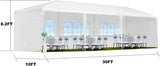 10x30 Party Tent, Outdoor Wedding Tents with 8 Removable Sidewalls, Gazebo Shelter for Parties Patio, Outside Waterproof Canopy Tents, Party Wedding BBQ Events Tent White BouPower