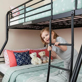SogesGame Twin Over Full Bunk Bed for Teens & Kids, Metal Heavy Duty Bunk beds with 9.8-Inch Guardrail and Ladder, Bunk Beds Twin Over Full Size for Small Bedrooms & Shared Rooms, Space-Saving, Black SogesGame