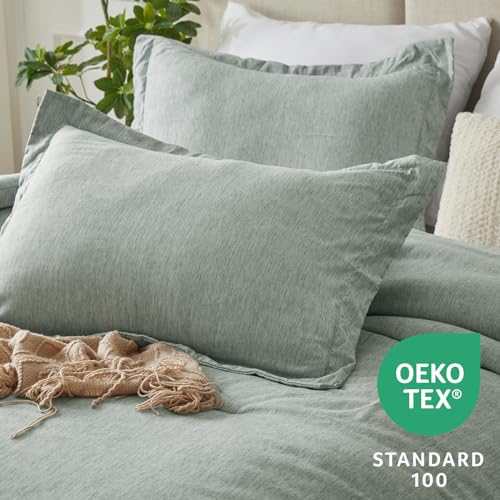 CozyLux Twin/Twin XL Comforter Set Dorm Bedding - 2 Pieces Sage Green Twin Extra Long Soft Luxury Cationic Dyeing Comforter for College, Breathable Boho Bed Sets with 1 Comforter and 1 Pillow Sham CozyLux