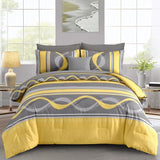 Anibedding Yellow Comforter Set King Size,8 Pieces Bed in a Bag Patchwork Striped Bedding Sets,Boho Soft Microfiber Bedding Set for All Season(104"×90") Anibedding