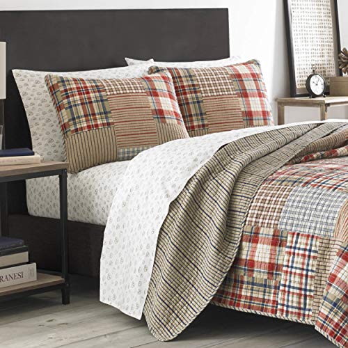 Eddie Bauer - Twin Quilt Set, Reversible Cotton Bedding with Matching Sham, Luxurious Bedding Set (Hawthorne Brown, Twin) Eddie Bauer