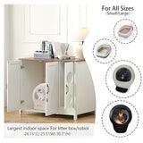 Cat Litter Robot Enclosure, Automatic Litter Box Enclosure for Litter Robot 3/4,Cat-Exclusive entrace for Dog Proof and Fun,Power Outlet for Litter Robot Cabinet,Litter Collector,Antique White FOREST GRAVITY