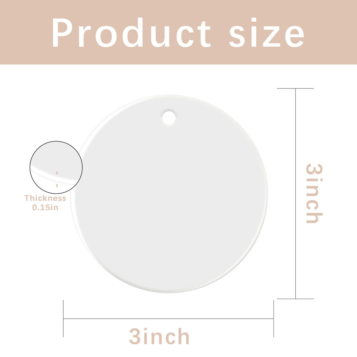 25 PCS Sublimation Ceramic Ornament Blank 3 inch White Round Christmas Ceramic Decoration Crafting DIY Personalized Home Decor Bulk Two-Sided Printed ORJ
