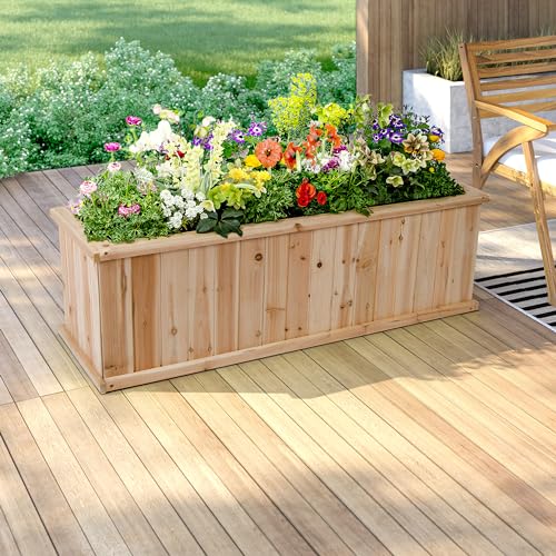 Shine Company Premium Cedar Raised Garden Bed, Planter Box for Vegetables, Flowers, or Herbs 48" L x 13.25" D x 12.5" H