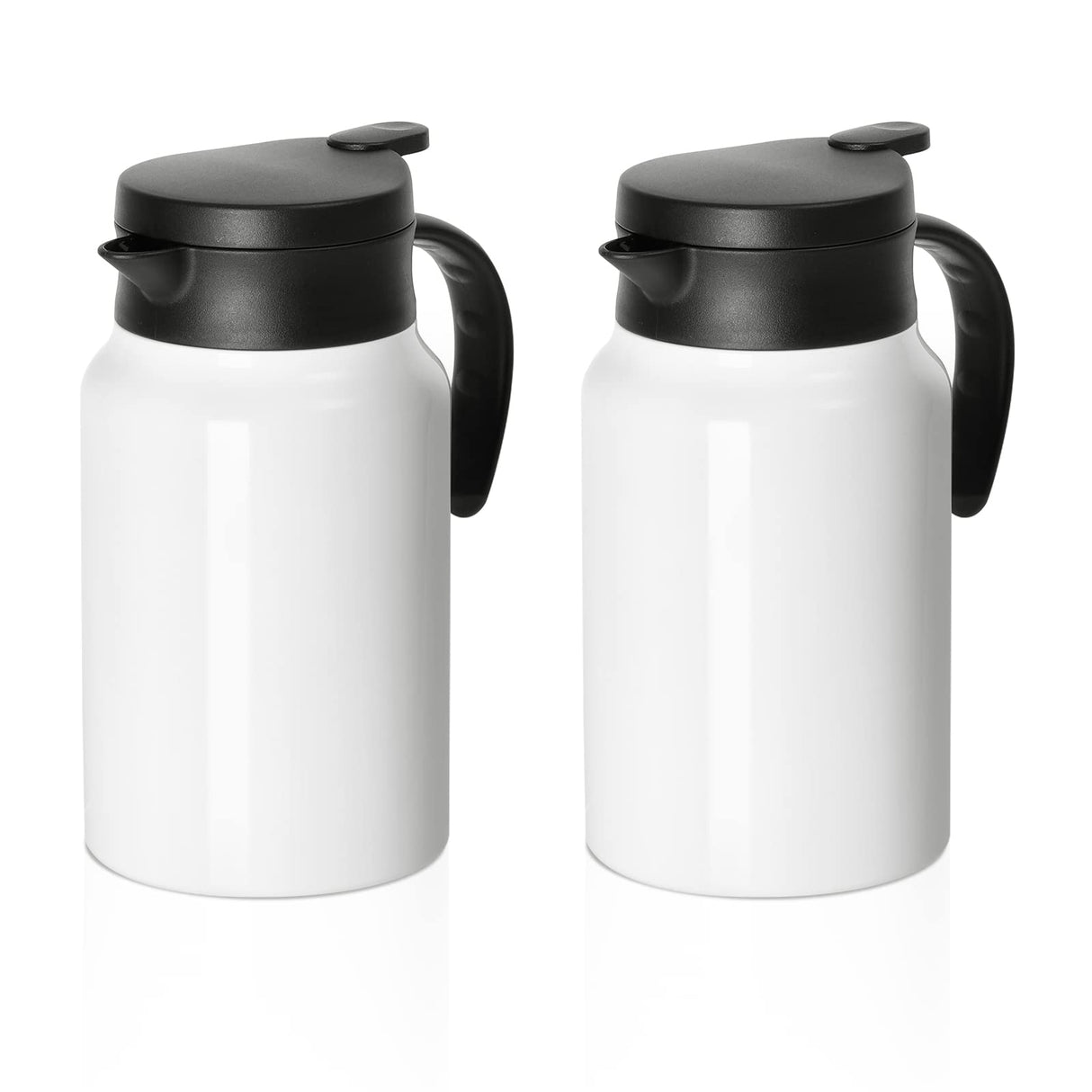 PYD Life Thermal Carafe Sublimation Blanks Coffee Pot 50 OZ White Large 1.5 Liter Stainless Steel Double Wall Vacuum Insulated Flask for Sublimation Oven Print 2 Pack PYD Life