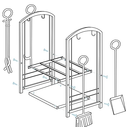 Amagabeli Firewood Rack Indoor 5 Pieces Fireplace Tools Set Fire Wood Holder with Tongs Poker Brush and Shovel Outdoor Log Rack Solid Wrought Iron Fireplace Set Kit Wood Stove Accessories Pew - WoodArtSupply