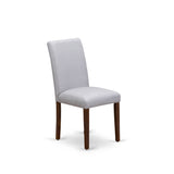 East West Furniture ABP8T05 Abbott Parson Chairs - Grey Linen Fabric Padded Dining Chairs, Set of 2, Walnut East West Furniture