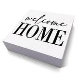 Welcome Home Sign Home Decor Desk Decor Wooden Box Sign Rustic Black Wood White Plaque Box Sign for Women Family Friends Farmhouse Living Room Kitchen Bedroom Shelf Table Decoration HTBIG