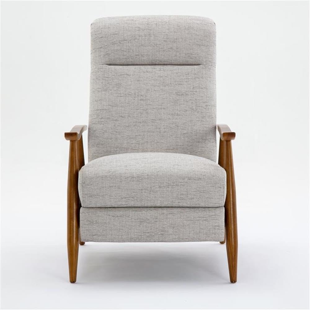 Comfort Pointe Terni Wood Arm Push Back Recliner in Sea Oat Beige Performance Fabric Comfort Pointe