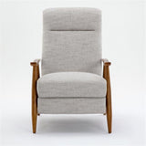 Comfort Pointe Terni Wood Arm Push Back Recliner in Sea Oat Beige Performance Fabric Comfort Pointe