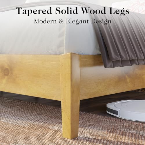 Timeless Mid-Century King Size Solid Wood Bed Frame with No Headboard AMERLIFE
