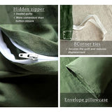 XZ XIFA Green Linen Duvet Cover Full, 100% Washed French Flax Linen Bedding Set with Zipper Closure, Cooling & Textured Bed Sets for Hot Sleepers(1 Duvet Cover, 2 Pillowcases) XZ XIFA