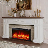 BLANKSPACE 60" Landscape Electric Fireplace with Mantel, Solid Wood Modern Entertainment Center TV Stand, Replaceable 30" Fireplace Insert Heater, for Living Room, Bedroom BLANKSPACE