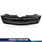 PIT66 Front Grille Grill Textured Black Compatible with Chevy Silverado 1500 LS LT LTZ WT 2007-2013 /Silverado 1500 Hybrid 2009-2013/ Silverado 1500 XFE 2010-2013 GM1200578 25810706 PIT66