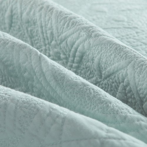 Calla Angel Sage Garden Luxury Pure Cotton Quilt, King, Light Aqua Calla Angel