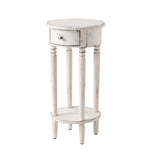 HOMPUS End Table with 1 Drawer, Rustic Round Side Table with 4 Wood Leg, 2-Tier Nightstand with Hand-Painted Finish, Small Accent Table for Living Room, Bedroom HOMPUS