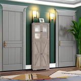 BOTLOG Farmhouse Bathroom Storage Cabinet, 67'' Tall Storage Cabinet with Barn Doors and Shelves, Kitchen Pantry Cabinet for Living Room, Dining Room, Rustic Grey BOTLOG