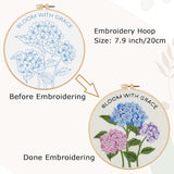 Nuberlic Hydrangea Embroidery Kits for Beginner Adults Cross Stitch Kit with Stamped Pattern Include Cloth Hoops Threads Needles