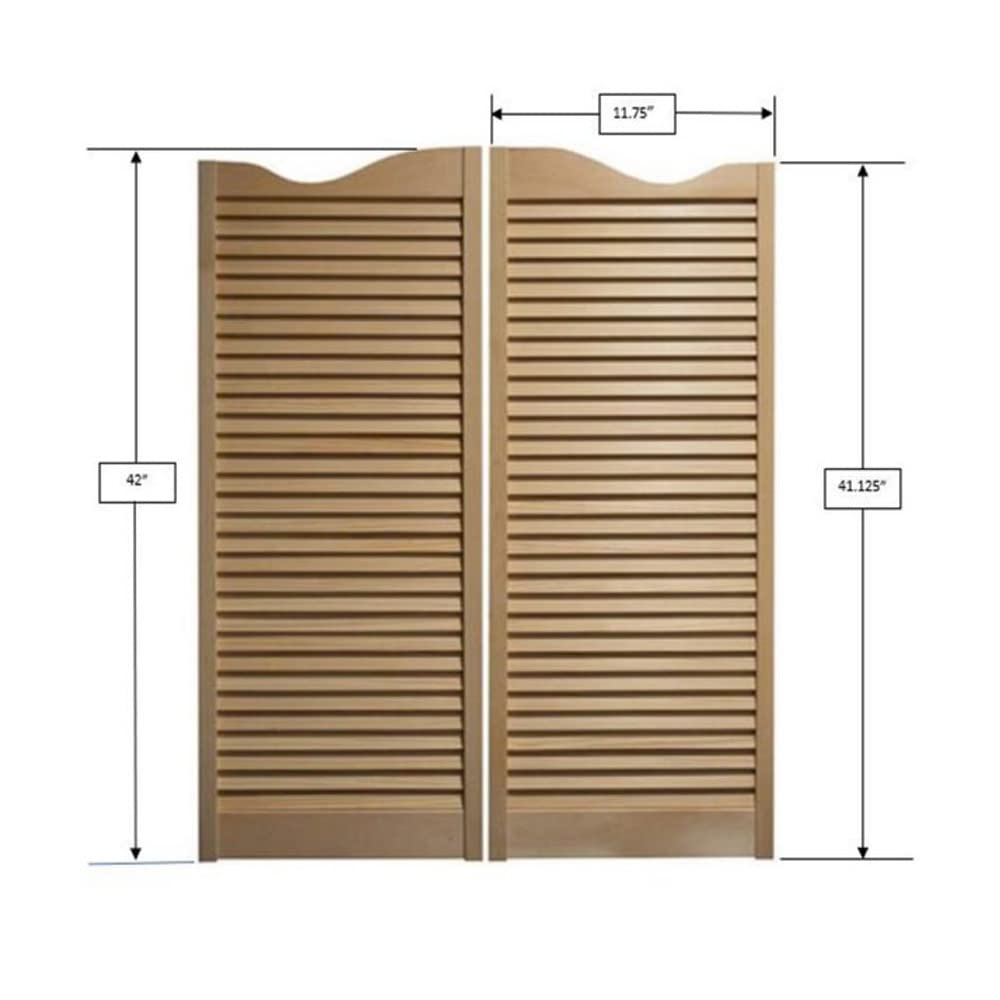 Swinging Cafe Doors Premade Cafe Doors - Interior Doors for Home, Western Swinging Doors, Wooden Saloon Doors - 1-1/8" Pine Wood Louvered Door W/Hinges Included (24"x42", Brass Hardware) - WoodArtSupply