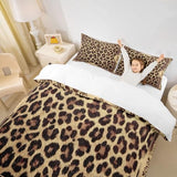 Brown Leopard Print Duvet Cover Set King Size,Kids Girls Woman Novelty Room Decor,Abstract Wild Animal Skin Comforter Cover,Paisley Floral Boho Bedding Set,Rustic Retro Quilt Cover,2 Pillowcases Homewish