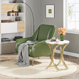 Tribesigns Set of 2 Contemporary Round Side Table, White and Gold Marble End Table (2PCS) Tribesigns