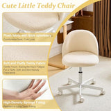 VINGLI Candy Chair Armless Cute Desk Chair,Comfy Small Office Chair with Wheels,Vanity Chair Lumbar Support,Teddy Adjustable Rolling Swivel Computer Task Chair for Home Office,Bedroom,Creamy Beige VINGLI