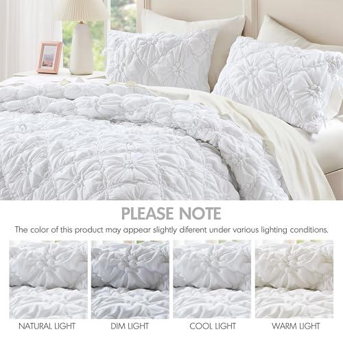 Intelligent Design Queen Comforter Set – White Lily Puffy Floral Shabby Chic Boho Bedding, Ultra-Soft, Lightweight & All-Season, Full/Queen Intelligent Design