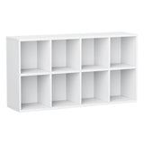 YESHOMY 8 Cube Bookcase, Open Frame 2-Tier Book Shelf, Bookshelf Storage Organizer with Adjustable Shelves for Organization, Room Decor, Milk White YESHOMY
