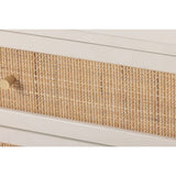 LONYKE Wicker Rattan Chest of Drawers, 3-Drawer Dresser, White Finish Wooden Storage Cabinet, Modern Farmhouse Accent Table, Boho Mid-Century Coastal Sideboard LONYKE