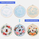 Santune 3 Pack Bee Embroidery Kit for Beginners Adult Cross Stitch Kits Hand Embroidery with Animal Patterns and Instructions,DIY Sets for Women with Hoop,Threads and Needles
