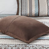 Madison Park Princeton Reversible Quilted Bedspread Set, Solid Reverse Summer Breathable, Lightweight All Season Bedding Layer, Matching Shams, Bedspread King(120"x118"), Blue 5 Piece Madison Park