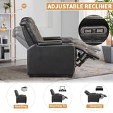 ANJ Power Home Theater Seating Recliner Chairs, PU Leather Recliner with Cup Holders, Electric Movie Theater Reclining Chairs with Adjustable Powered Headrest, LED Lights, Hidden Arm Storage (Black)