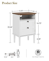 Apetaccat Nightstand, Boho Night Stand with 1 Drawer, Modern Side Accent Table with Open Shelf, Wooden Top Bedside End Table for Bedroom, Living Room, White Apetaccat