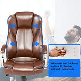 Office Chair Desk Computer Chair with Lumbar Support Arms Headrest High Back Executive Task Rolling Swivel PU Leather Adjustable Ergonomic(Brown) BestOffice