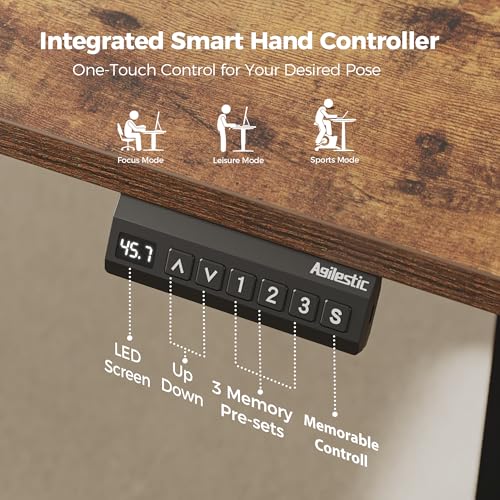 Agilestic 63 x 55 Inch L Shaped Standing Desk Adjustable Height, Corner Standing Desk, Sit Stand Up Computer Table, Splice Board, Rustic Brown Agilestic