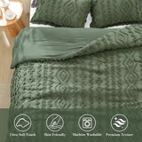 Amélie Home Boho Comforter Set, 2 Piece Bedding Set with 1 Pillow Case, Soft Microfiber Comforter with Hollow Fiber Fill, Lightweight All-Season Comforter for Farmhouse & Modern Bedroom, Twin, Green Amélie Home