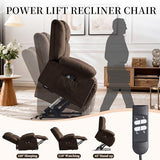 Korser Power Lift Recliner Chair for Elderly with Massage and Heat, Oversized Electric Recliner with Side Pockets, Living Room, Waffle, Brown