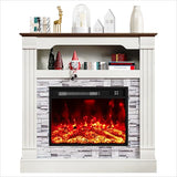 TRONLEE 40" H Electric Fireplace with Mantel, LED Flame Effect,4800 BTU Heating Small to Medium Spaces 60-99°F,Overheat Protection,Remote Control,Freestanding (Off White) TRONLEE
