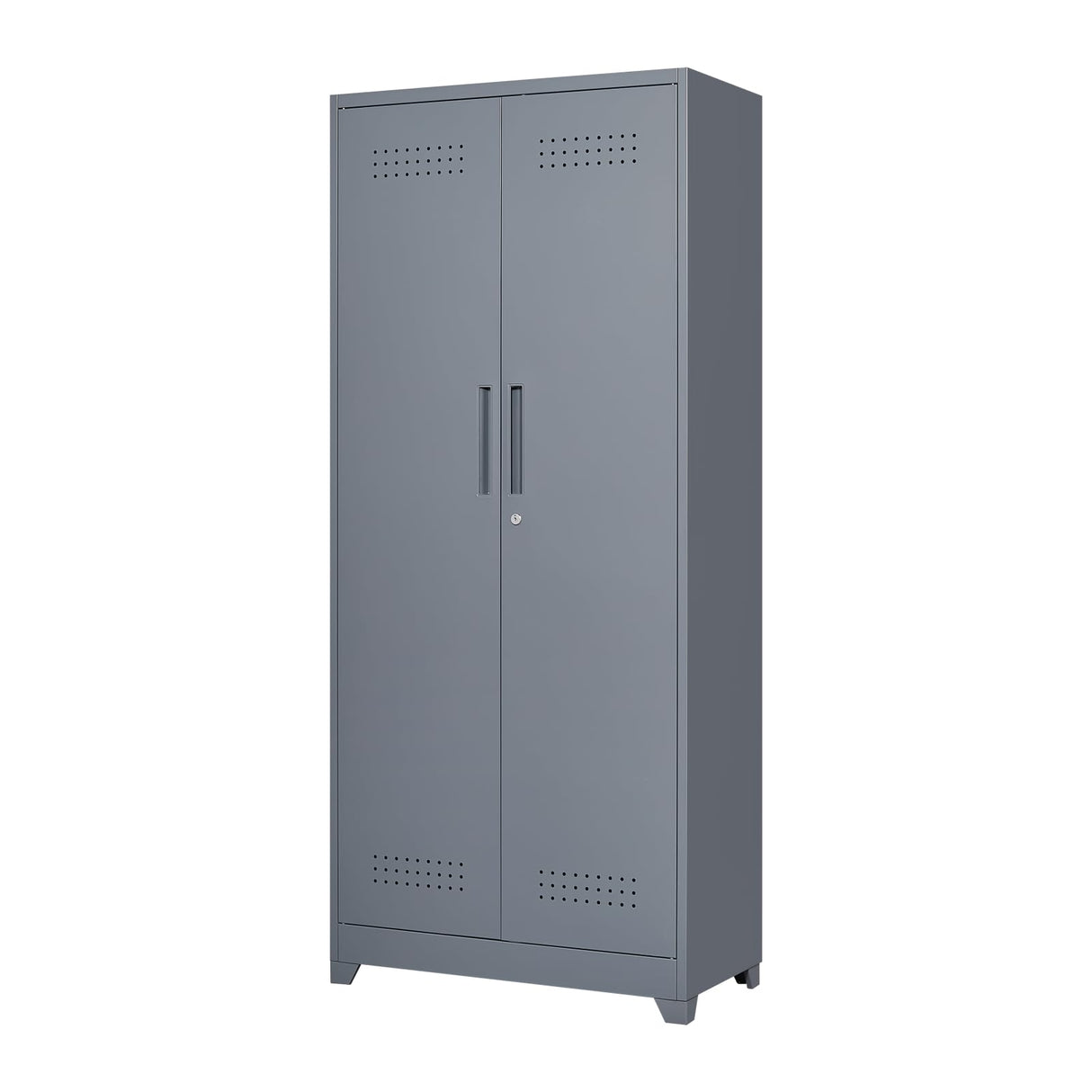 FLEXIMOUNTS 73'' Tall Metal Storage Cabinet with Locking Door, Large Cleaning Tool Organizer for Brooms, Garage, Laundry Room, Bathroom, Dark Grey FLEXIMOUNTS