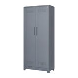FLEXIMOUNTS 73'' Tall Metal Storage Cabinet with Locking Door, Large Cleaning Tool Organizer for Brooms, Garage, Laundry Room, Bathroom, Dark Grey FLEXIMOUNTS
