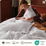 Bedsure Cotton Duvet Cover King - 100% Cotton Waffle Weave Bright White Duvet Cover King Size, GentleSoft™ and Breathable Bedding Set for All Season, 3 Pieces, 104"x90" Bedsure